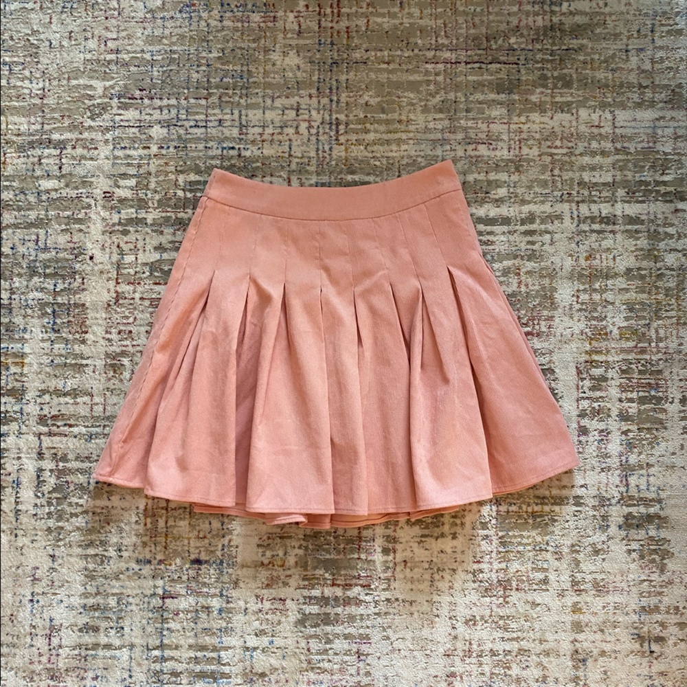 Nasty Gal pink corduroy skirt pleated hem